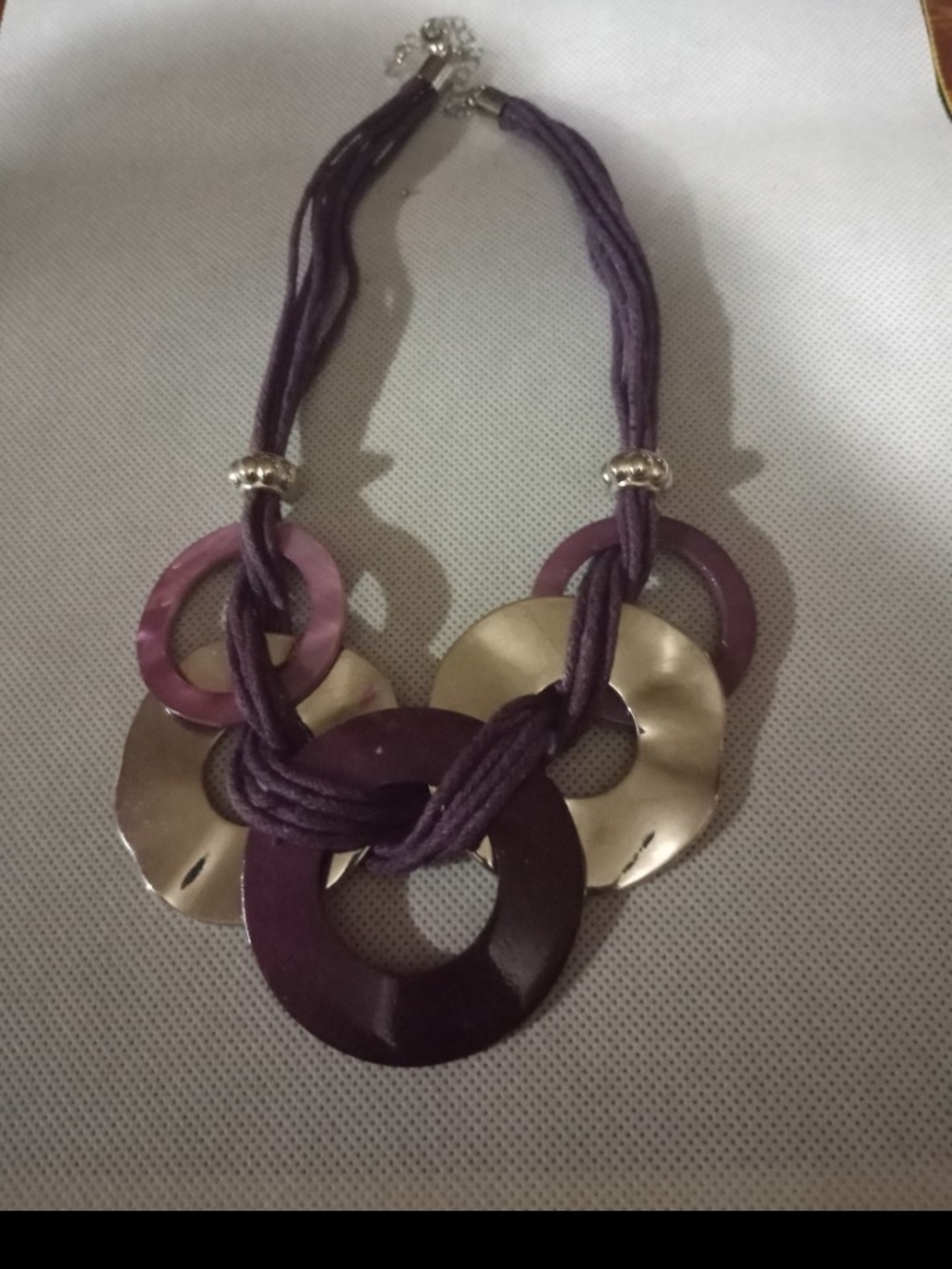 Purple Statement Multi-Ring Necklace by